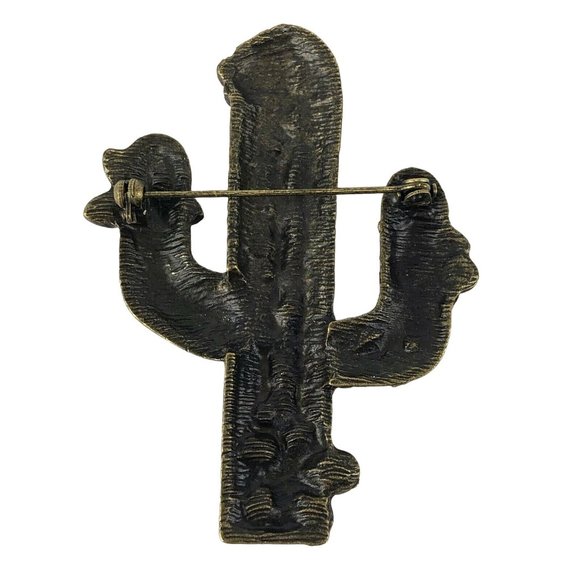Rhinestone Cactus with Flowers Brooch Pin - Picture 2 of 3
